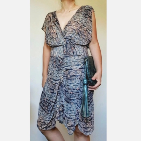 Isabel Marant Silk Velvet Geometric Dress 38 Small/Medium - Picture 1 of 8